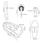 Set de mixología con shaker de acero inoxidable y soporte de bambú personalizado para empresas.