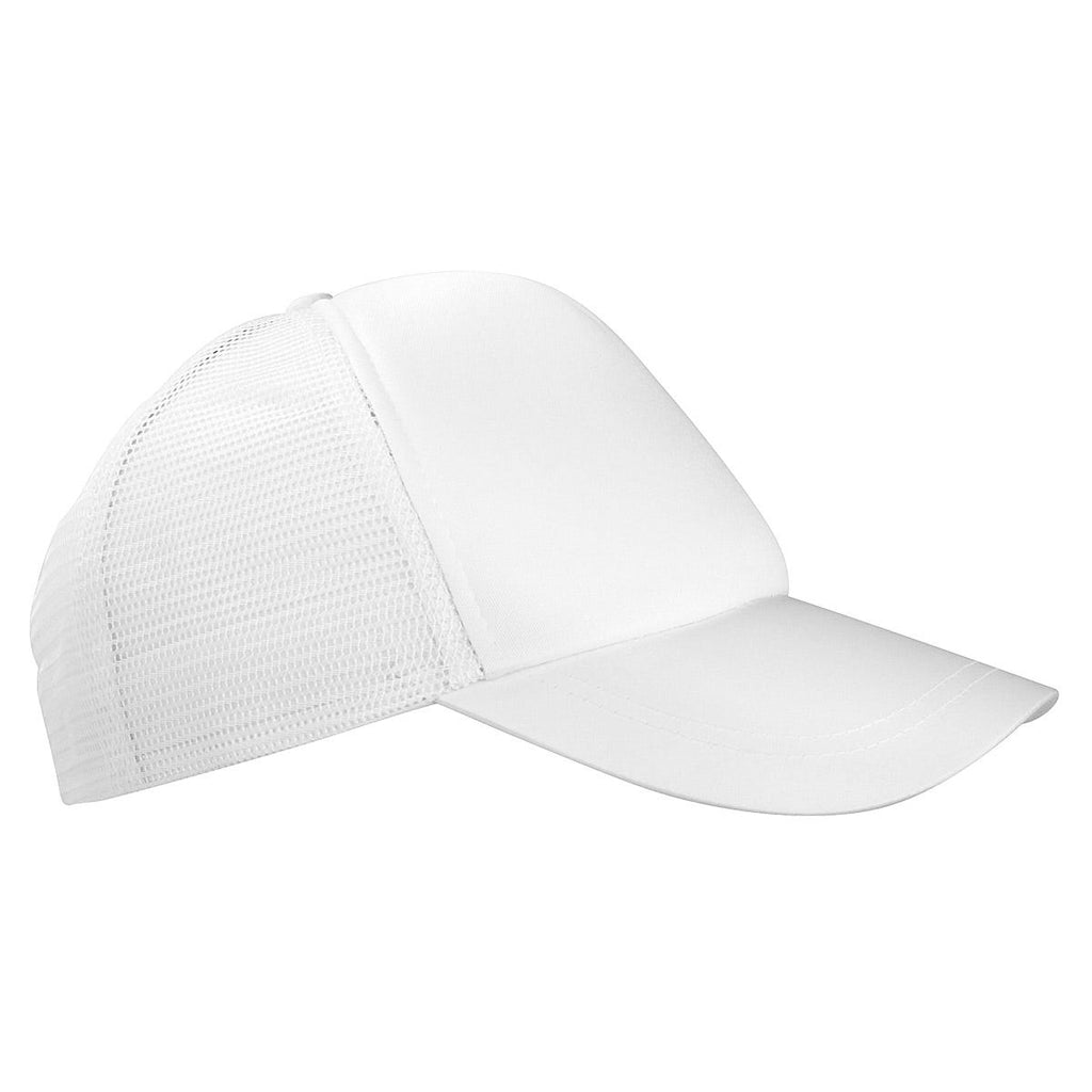 Gorra personalizada de 5 gajos con malla trasera, broche ajustable y personalización para empresas.