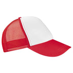 Gorra personalizada de 5 gajos con malla trasera, broche ajustable y personalización para empresas.