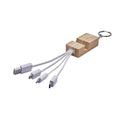 Cable cargador personalizado con llavero, soporte para smartphone y conectores USB, Tipo C, Micro USB y Lightning.