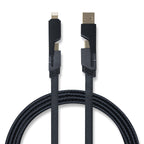 Cable de carga rápida 4 en 1 personalizado de 65 W con USB, USB-C, Lightning y tipo C para empresas.