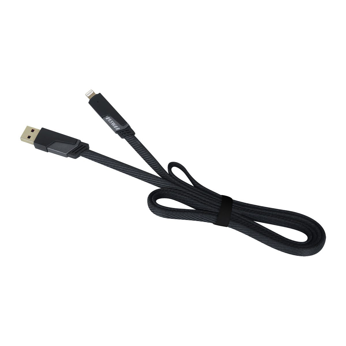 Cable de carga rápida 4 en 1 personalizado de 65 W con USB, USB-C, Lightning y tipo C para empresas.