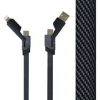 Cable de carga rápida 4 en 1 personalizado de 65 W con USB, USB-C, Lightning y tipo C para empresas.