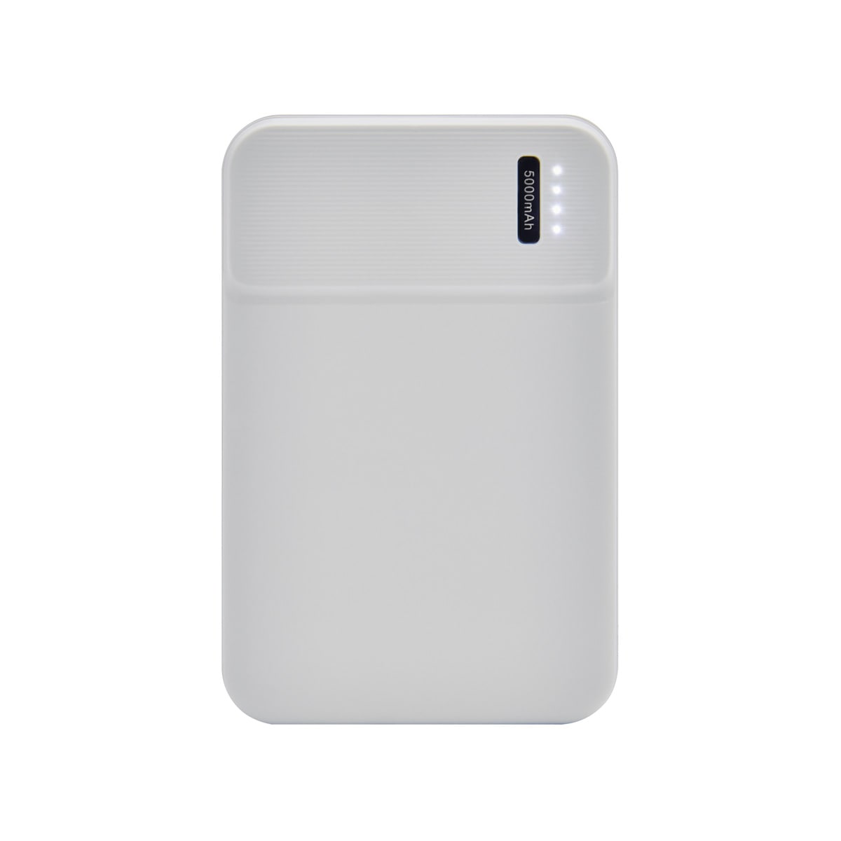 Power bank personalizada de 5,000 mAh con puerto USB e indicadores LED para empresas.
