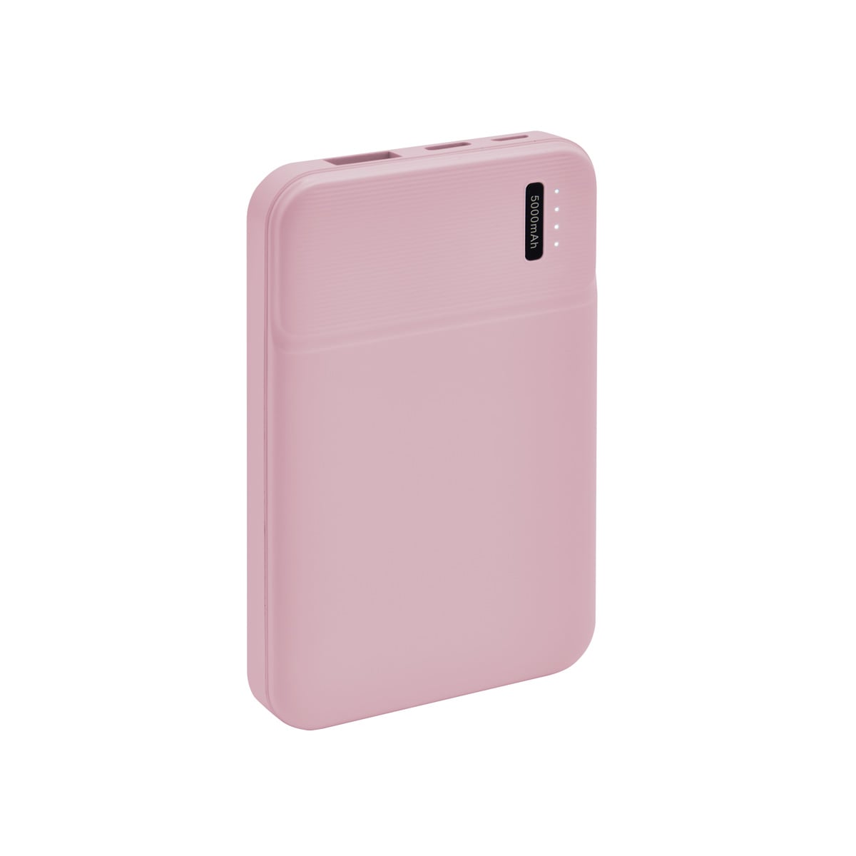 Power bank personalizada de 5,000 mAh con puerto USB e indicadores LED para empresas.