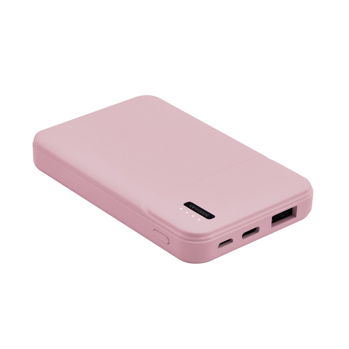 Power bank personalizada de 5,000 mAh con puerto USB e indicadores LED para empresas.