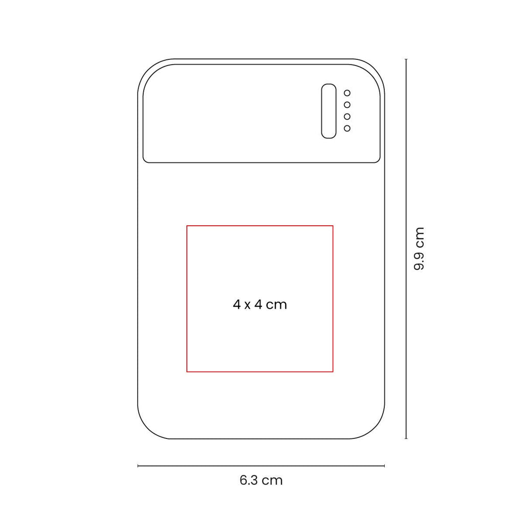 Power bank personalizada de 5,000 mAh con puerto USB e indicadores LED para empresas.