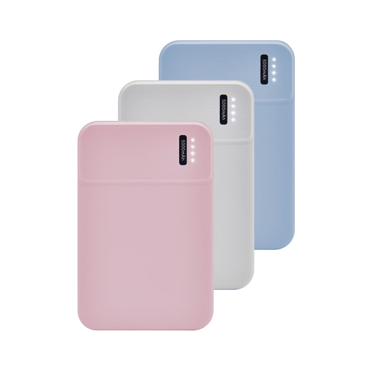 Power bank personalizada de 5,000 mAh con puerto USB e indicadores LED para empresas.