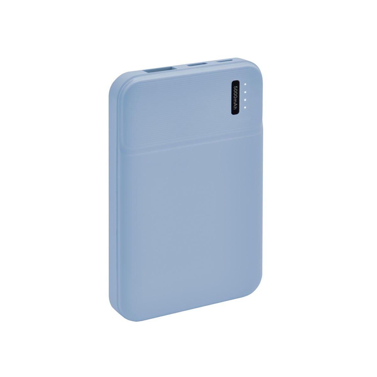 Power bank personalizada de 5,000 mAh con puerto USB e indicadores LED para empresas.
