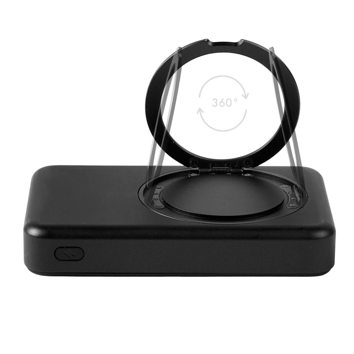 Power bank magnética inalámbrica personalizada de 10,000 mAh con soporte giratorio y carga para smartphone.