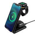 Estación de carga inalámbrica personalizada 3 en 1 para smartphone, reloj inteligente y audífonos.