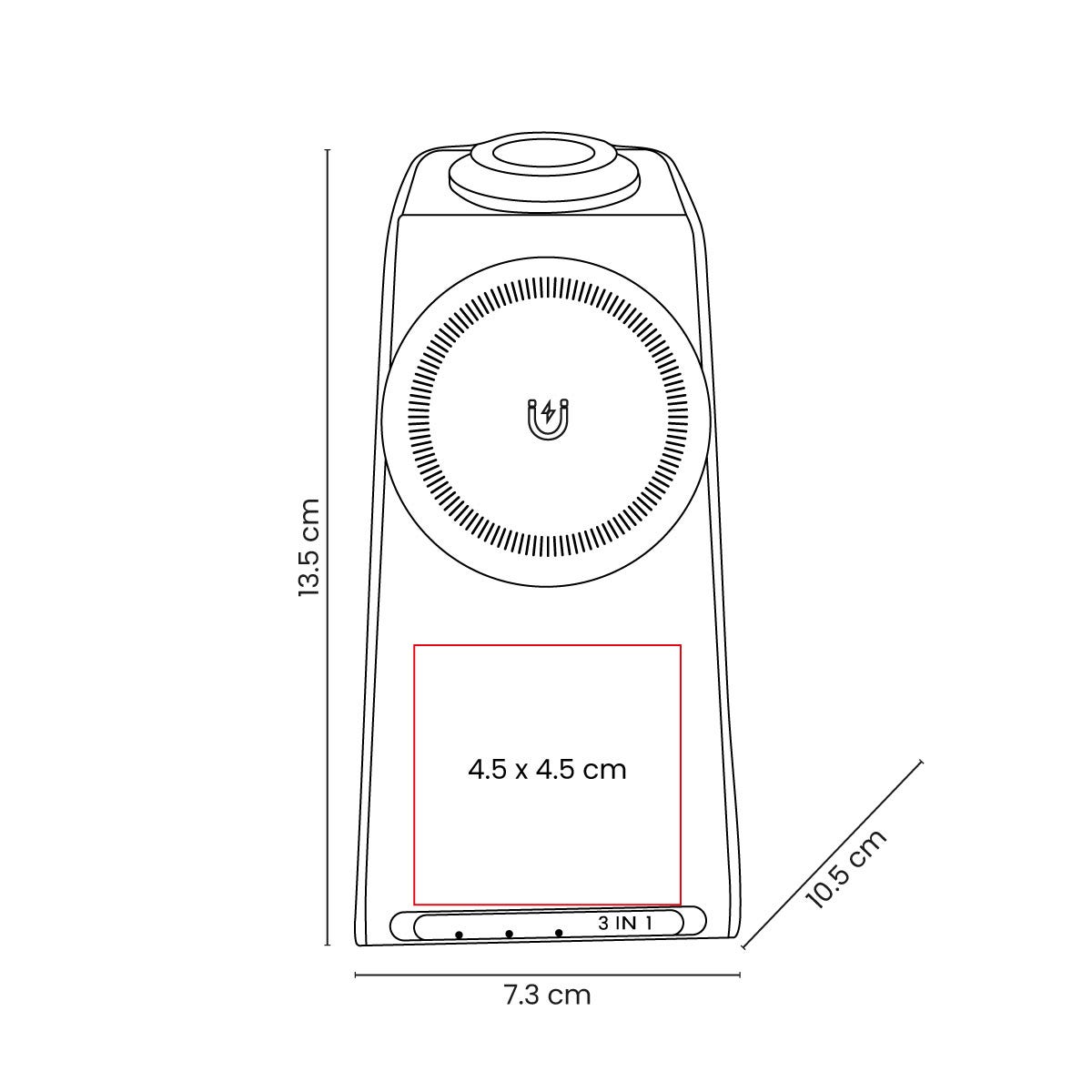 Estación de carga inalámbrica personalizada 3 en 1 para smartphone, reloj inteligente y audífonos.