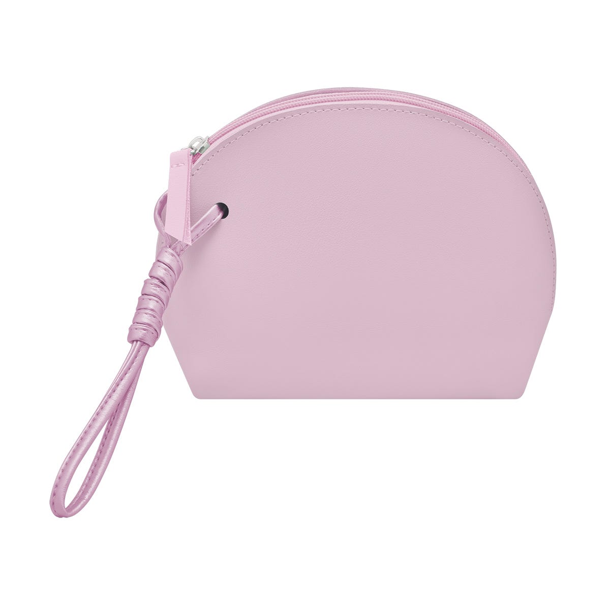 Cosmetiquera de curpiel con fuelle, compartimento principal con cierre y asa, personalizable para empresas.