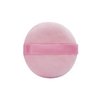 Esponja para aplicar polvos de maquillaje con tira de listón y estuche de plástico personalizable para empresas.