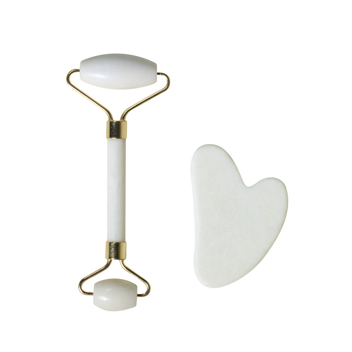Set de masajeador facial con rodillo y piedra Gua Sha de jade en caja con cierre imantado personalizada para empresas.