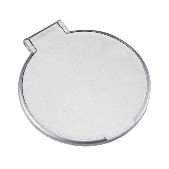 Espejo circular de bolsillo de plástico de 6 cm de diámetro personalizado para marcas de belleza.
