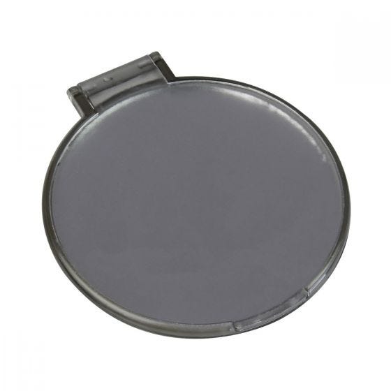 Espejo circular de bolsillo de plástico de 6 cm de diámetro personalizado para marcas de belleza.