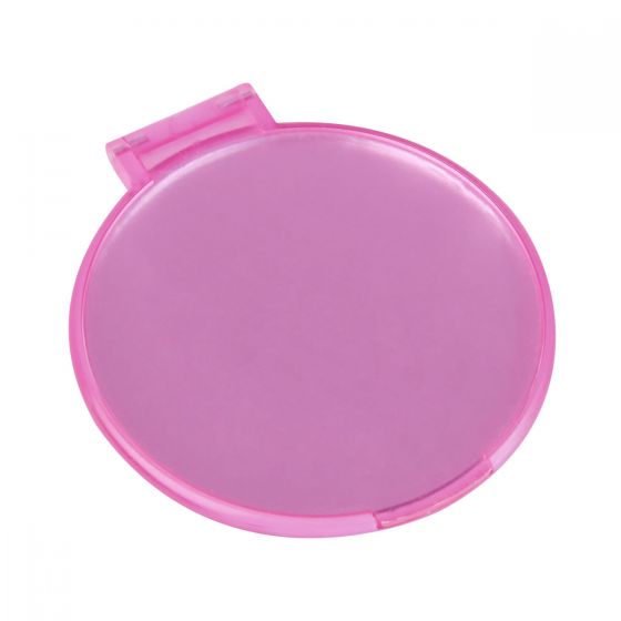 Espejo circular de bolsillo de plástico de 6 cm de diámetro personalizado para marcas de belleza.