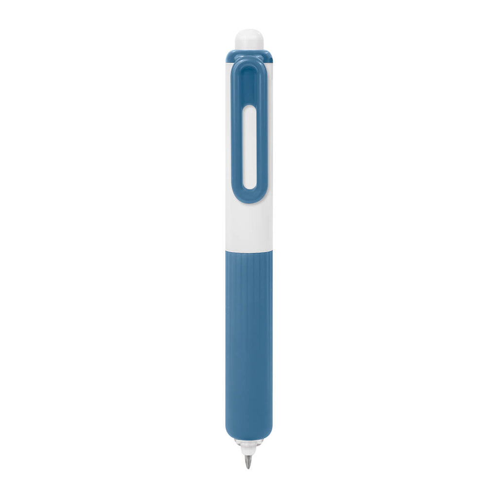 Bolígrafo de gel personalizado con grip de silicón antiderrapante y mecanismo pulsador para empresas.