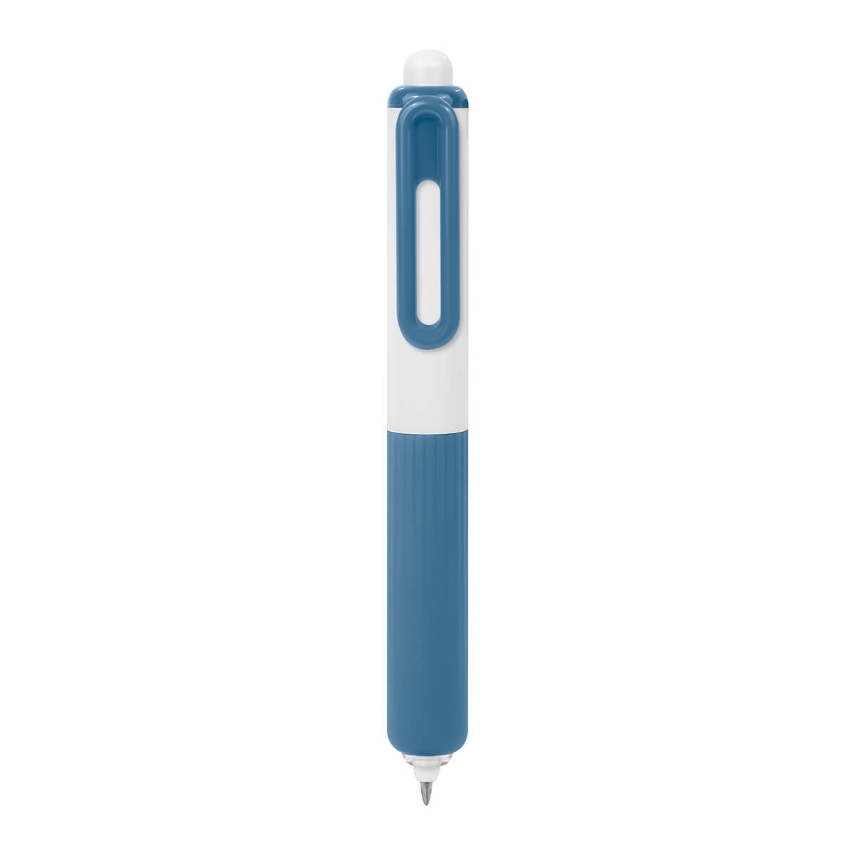 Bolígrafo de gel personalizado con grip de silicón antiderrapante y mecanismo pulsador para empresas.