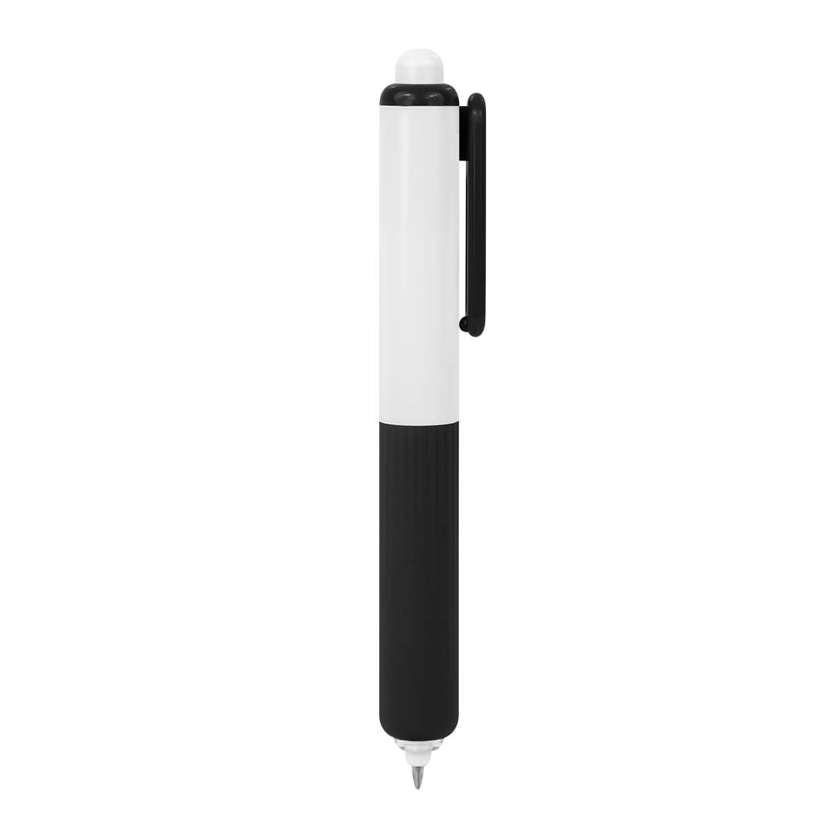Bolígrafo de gel personalizado con grip de silicón antiderrapante y mecanismo pulsador para empresas.