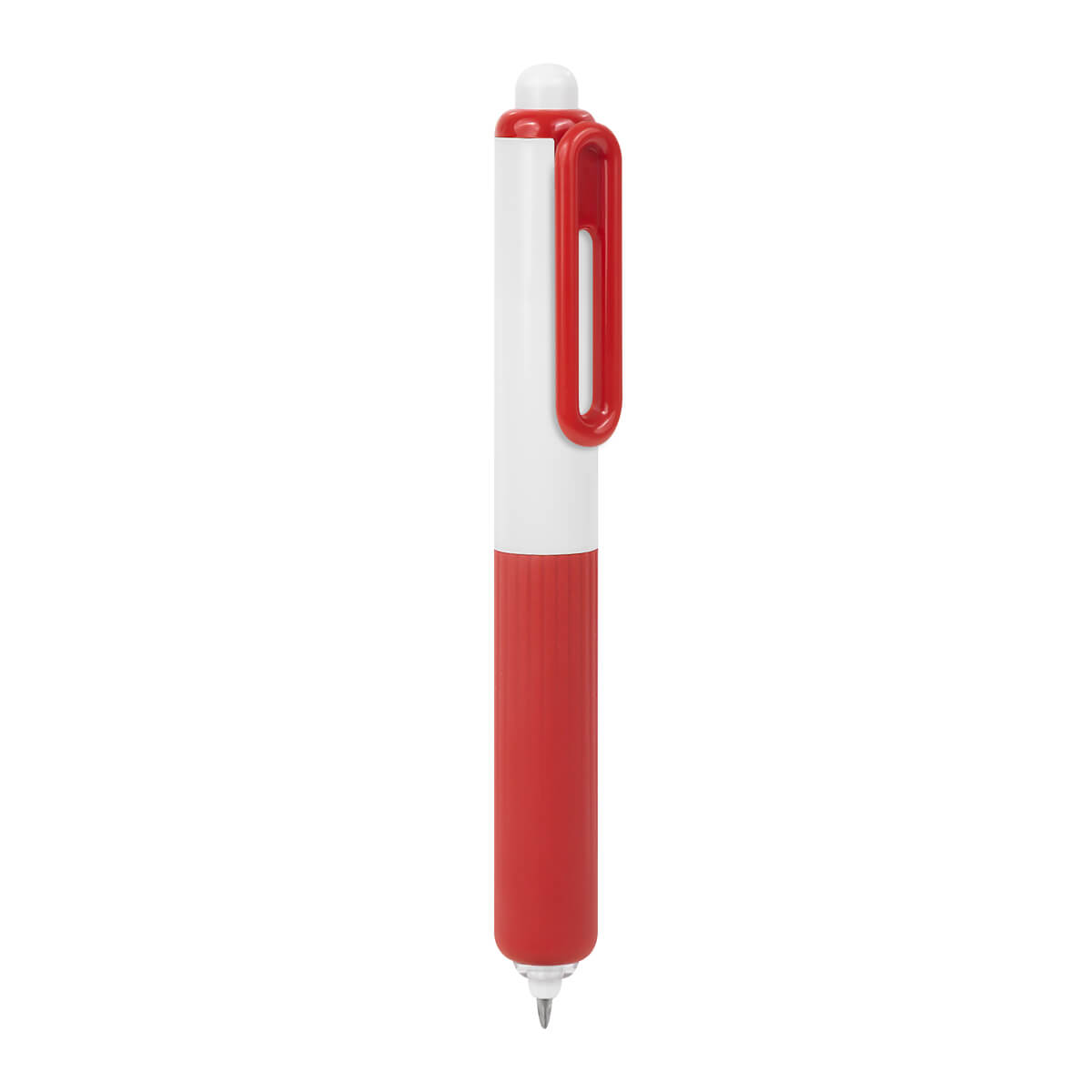 Bolígrafo de gel personalizado con grip de silicón antiderrapante y mecanismo pulsador para empresas.