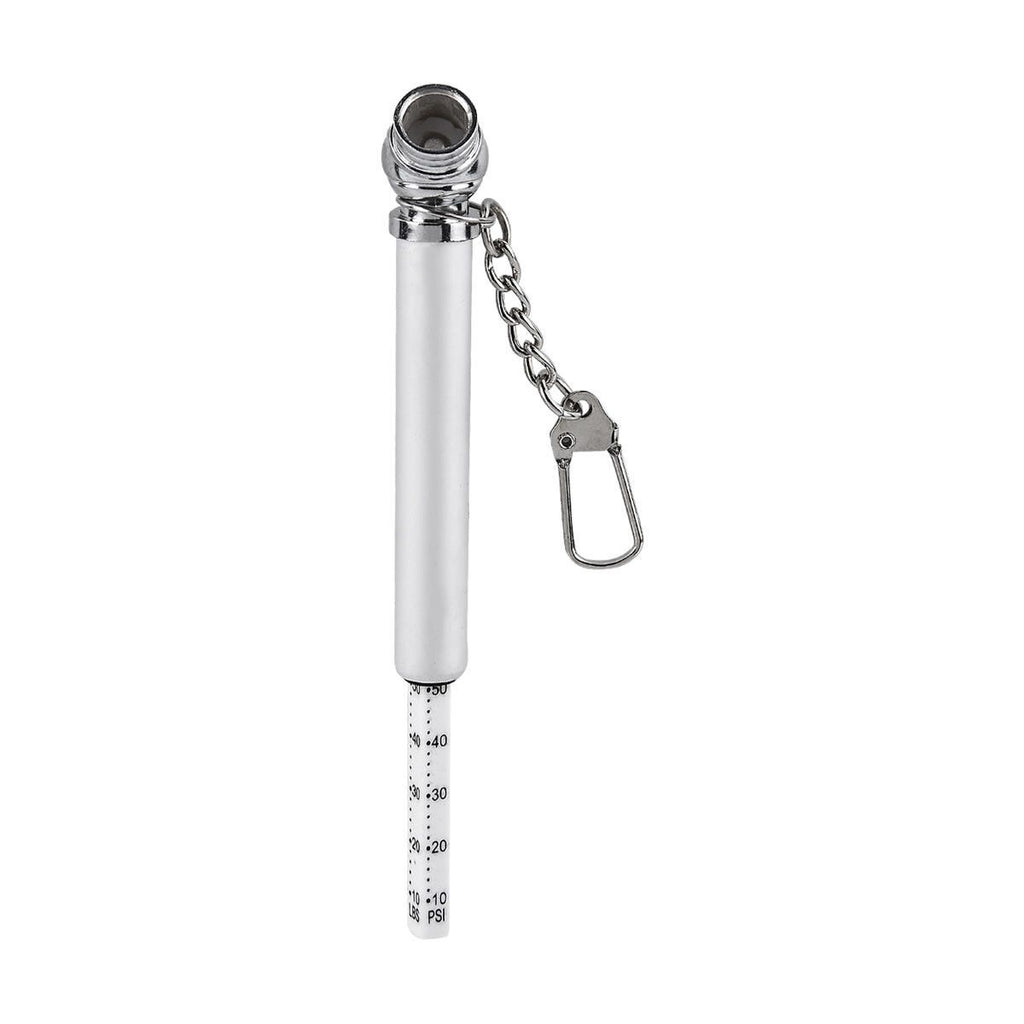 Medidor de presión para llantas de 50 libras con llavero personalizado para empresas.