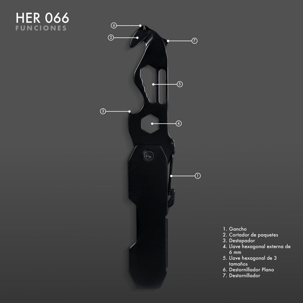 Multiherramienta plegable de metal con 7 funciones personalizada para empresas.