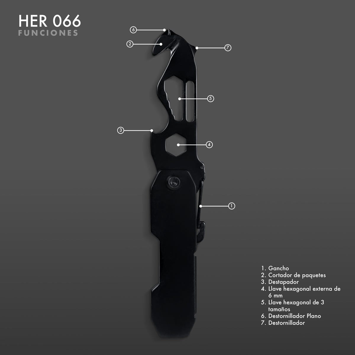 Multiherramienta plegable de metal con 7 funciones personalizada para empresas.