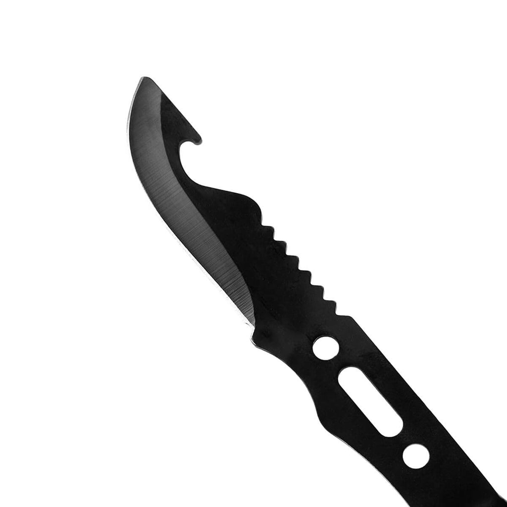 Cubierto multifuncional de metal con tenedor, cuchillo y destapador personalizado para empresas.