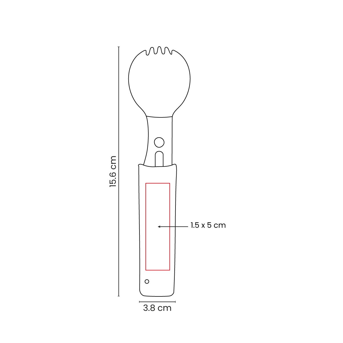 Cubierto multifuncional de metal con tenedor, cuchillo y destapador personalizado para empresas.
