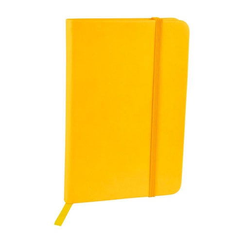 Libreta ejecutiva de curpiel personalizada con 80 hojas, separador y cierre elástico para empresas.