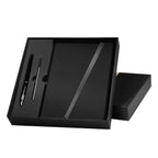 Set ejecutivo de libreta de curpiel con solapa magnética y bolígrafo de acero inoxidable personalizado para empresas.