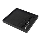 Kit ejecutivo personalizado con libreta de curpiel, llavero premium y caja de regalo para empresas.
