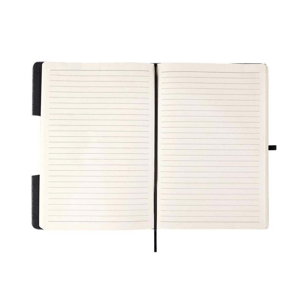 Libreta ejecutiva personalizada con soporte para smartphone, cubierta de curpiel y bambú para empresas.
