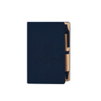 Libreta de curpiel personalizada con bolígrafo ecológico y notas adheribles de colores para empresas.