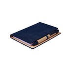 Libreta de curpiel personalizada con bolígrafo ecológico y notas adheribles de colores para empresas.