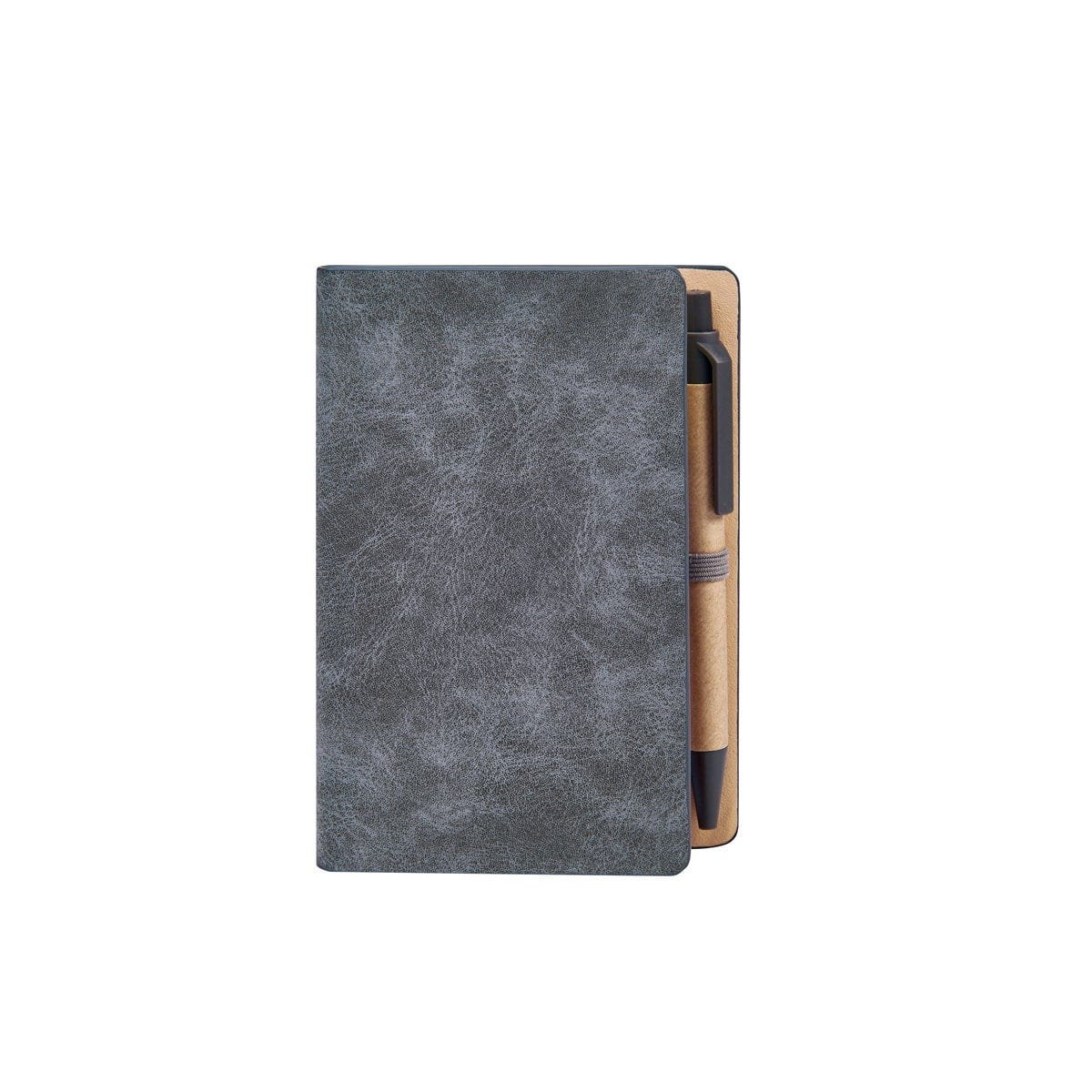 Libreta de curpiel personalizada con bolígrafo ecológico y notas adheribles de colores para empresas.
