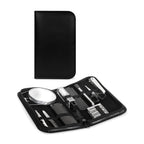 Set de cuidado personal de 10 accesorios en estuche de curpiel personalizado para regalos corporativos y de viaje.