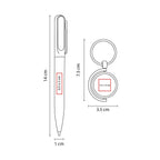 Set ejecutivo personalizado de bambú con bolígrafo, llavero y estuche para regalos corporativos empresariales.