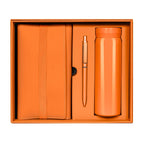 Kit ejecutivo premium personalizado con termo de acero inoxidable, libreta de curpiel, bolígrafo y caja de presentación.