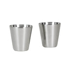 Set de bar con licorera con funda de curpiel, vaso de cristal, mini vasos metálicos, cubos enfriadores y caja rígida de regalo personalizada.