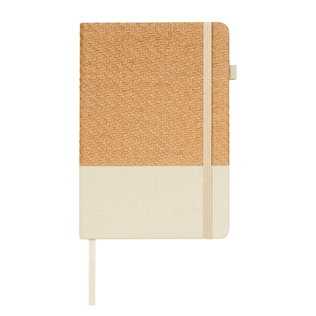 Kit ecológico personalizado con libreta, bolsa de algodón tipo tote, bolígrafo y caja de presentación para empresas.