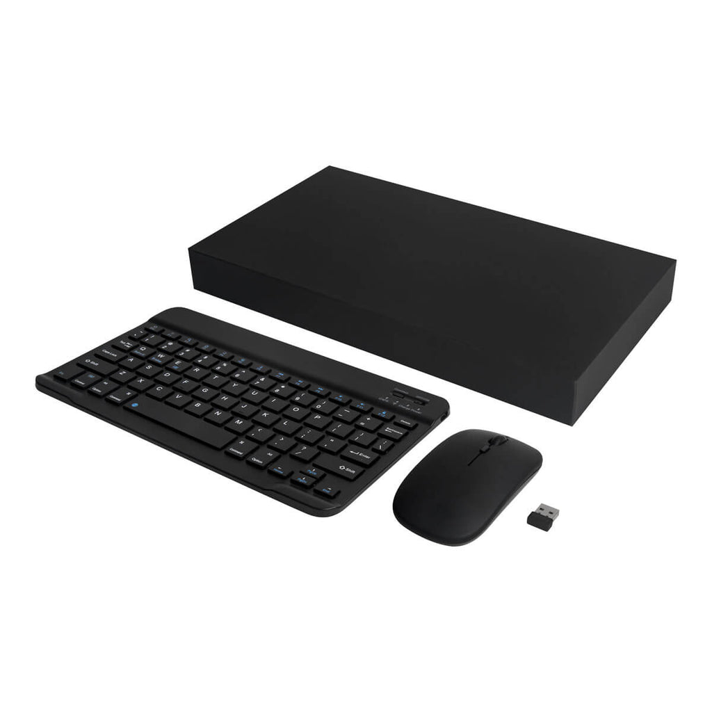 Set de teclado y mouse inalámbricos con Bluetooth, luz RGB y caja de regalo personalizable para empresas.