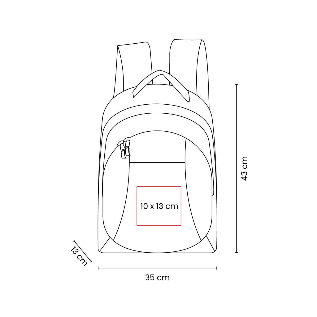 Mochila escolar personalizada para empresas con compartimento para laptop de 14 pulgadas y organizador frontal para accesorios.
