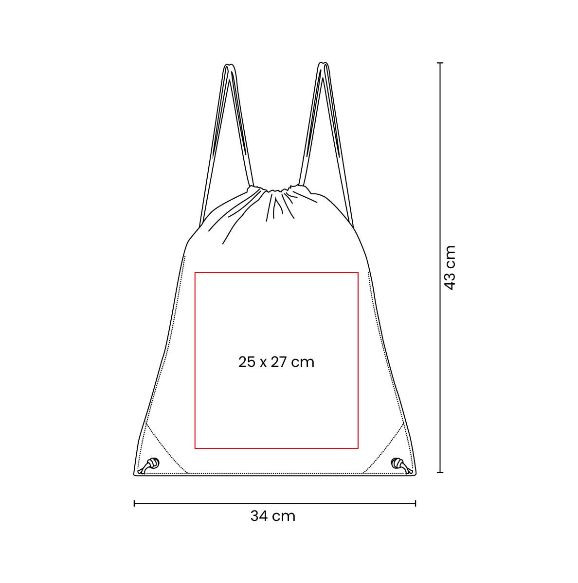 Bolsa mochila promocional personalizada con cordón y cierre de jareta para eventos corporativos y campañas publicitarias.