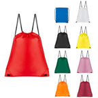Bolsa mochila promocional personalizada con cordón y cierre de jareta para eventos corporativos y campañas publicitarias.