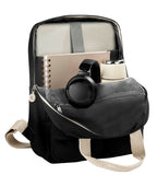 Mochila casual promocional personalizada para empresas con compartimento para laptop de 13 pulgadas y múltiples bolsillos organizadores.