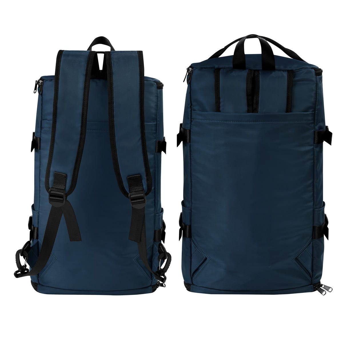 Mochila maleta promocional personalizada para empresas con compartimento para laptop de 17 pulgadas y espacio independiente para calzado.