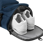 Mochila maleta promocional personalizada para empresas con compartimento para laptop de 17 pulgadas y espacio independiente para calzado.